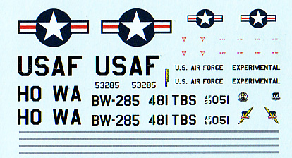 Convair XB-53 Model Kit Decals
