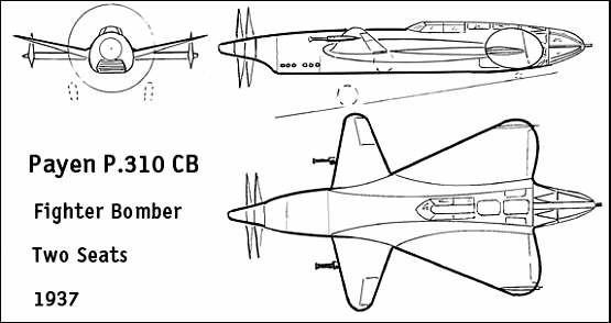Payen P.310 Fighter-Bomber Plan View